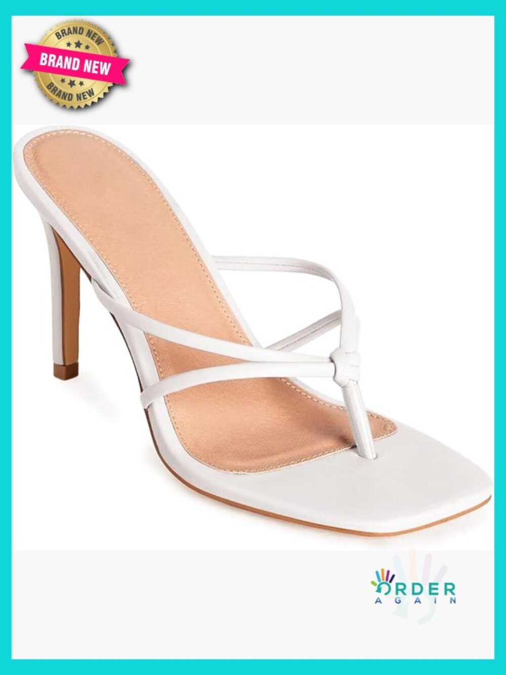 Womens Heeled Sandals Strappy Square Toe Stiletto Mules Slip On Thong Summer